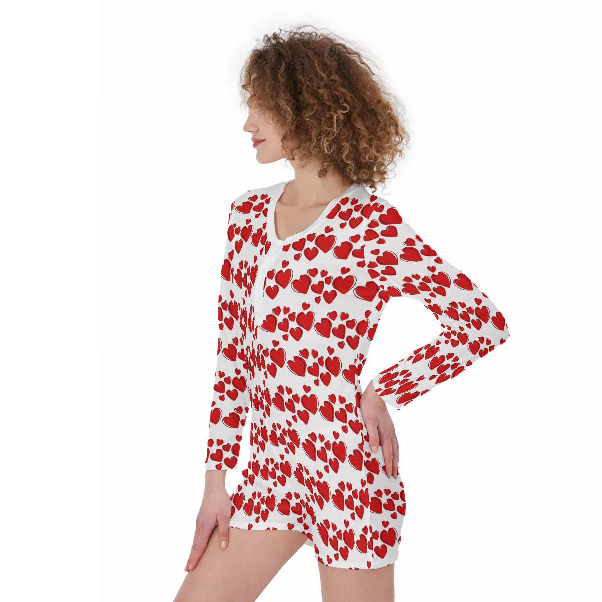 Dancing Hearts One-Piece Women's Pajamas -