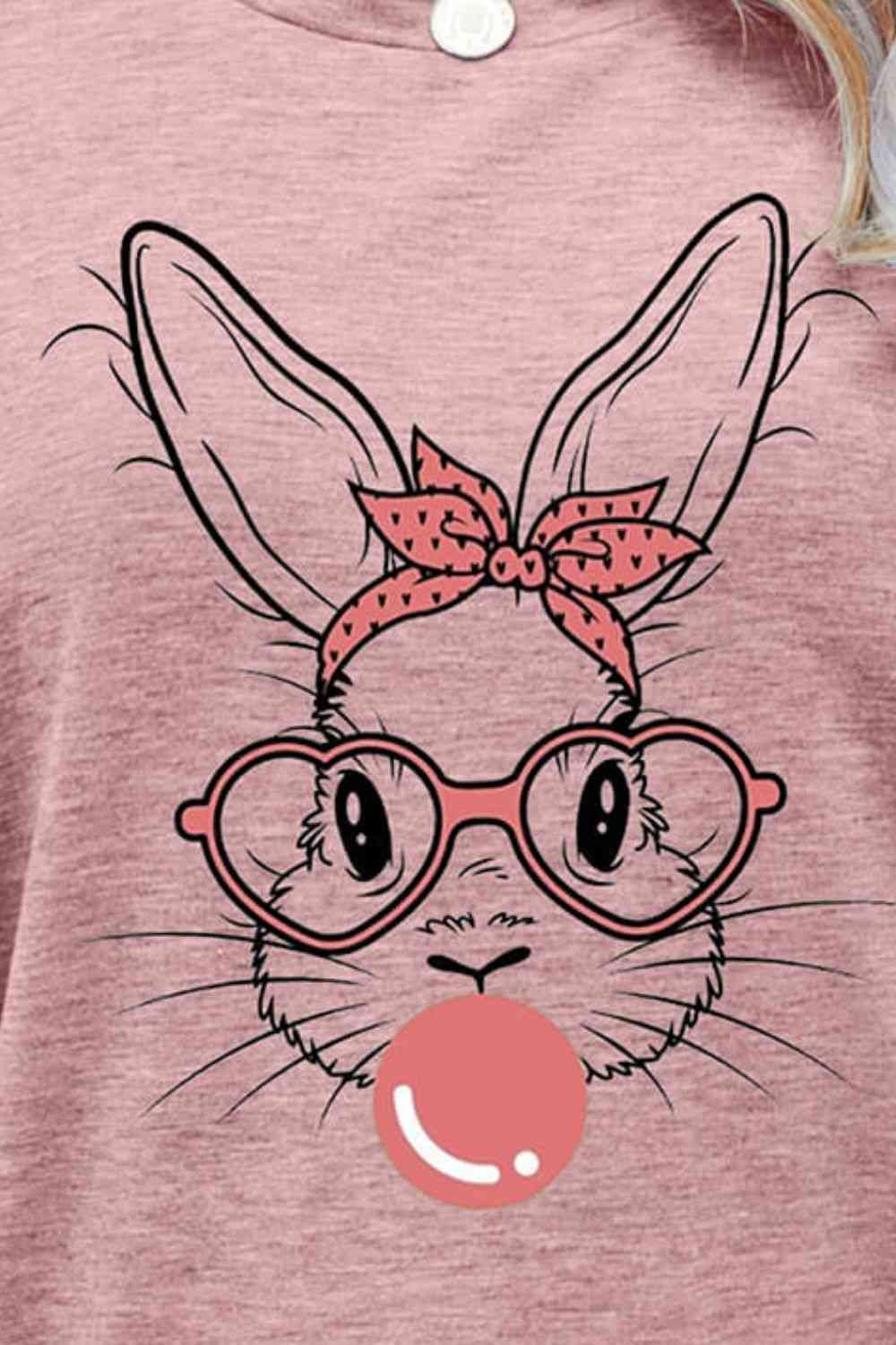 Easter Bunny Graphic Round Neck T-Shirt - T - 6 COLORS -