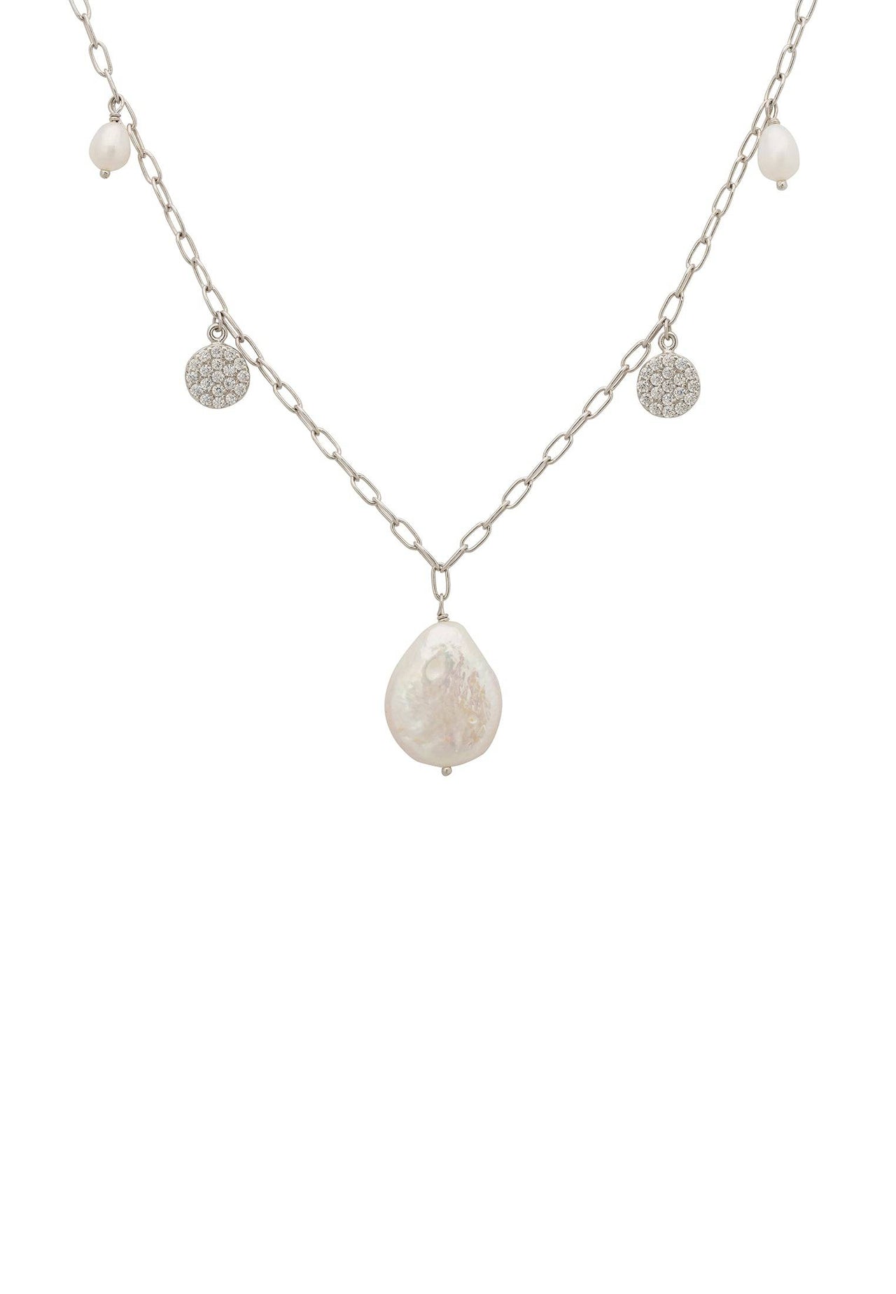 LATELITA - Enya Pearls and Sparkles Necklace Silver -