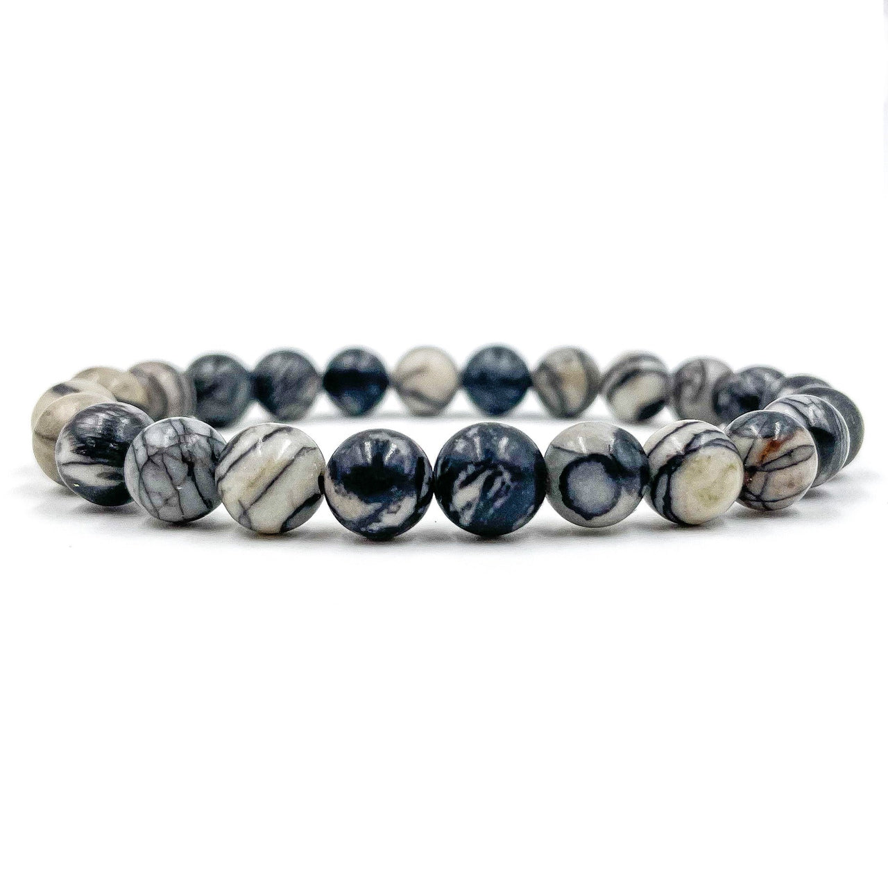 Union - Black Silk Stone Gemstone Beaded Bracelet -