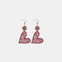 Thumbnail for Faux Leather Iron Hook Heart Earrings - T - 3 COLORS -