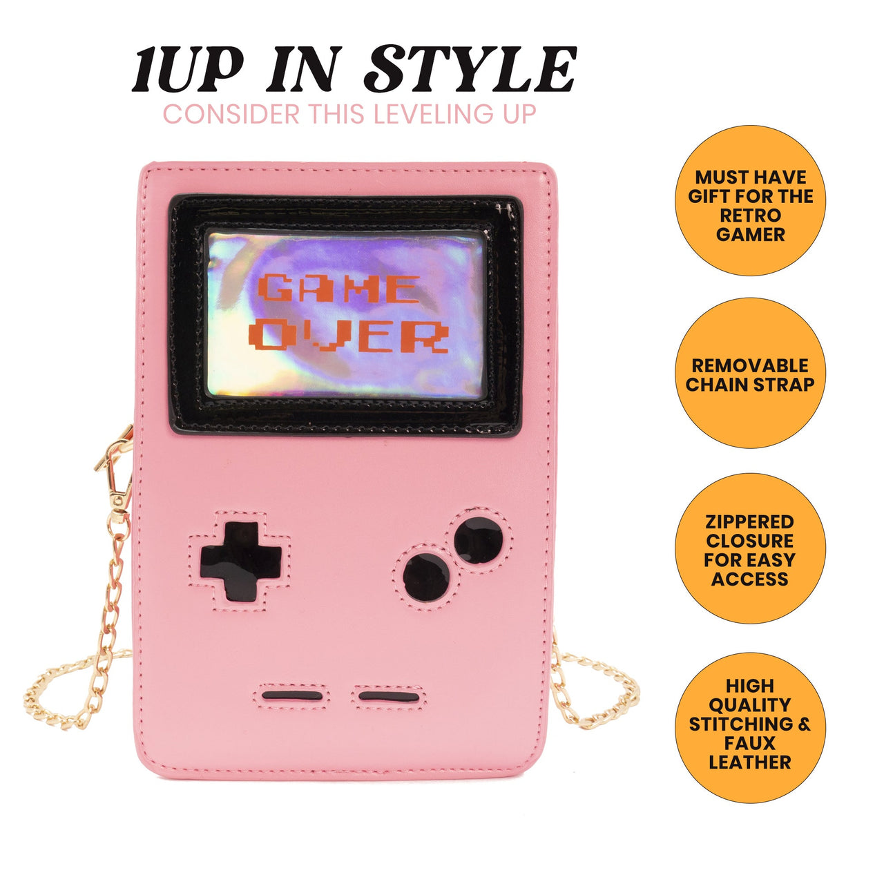 Retro 8-Bit Gamer Handbag Pink -