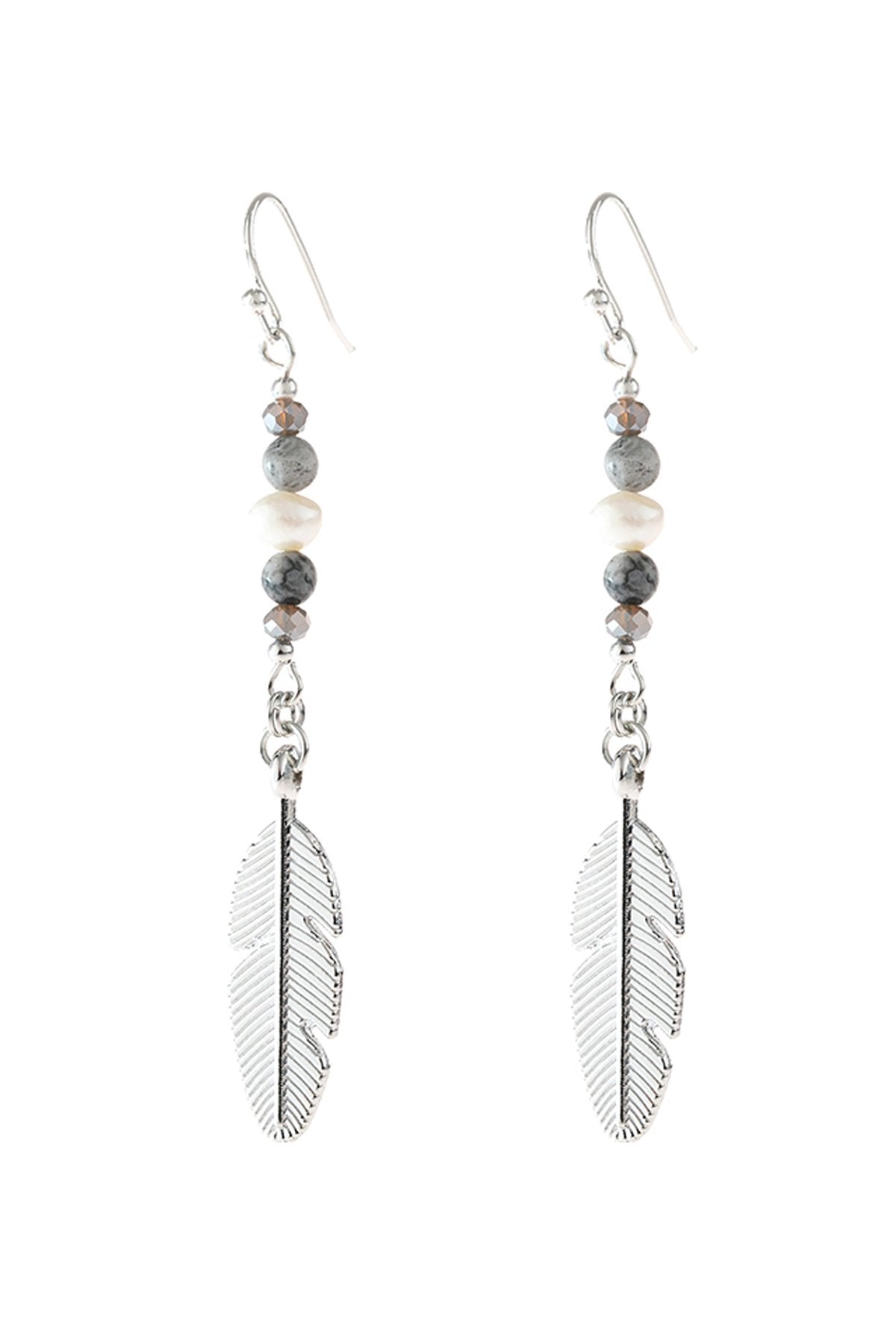 Cast Feather Dangle Earrings - 8 COLORS -