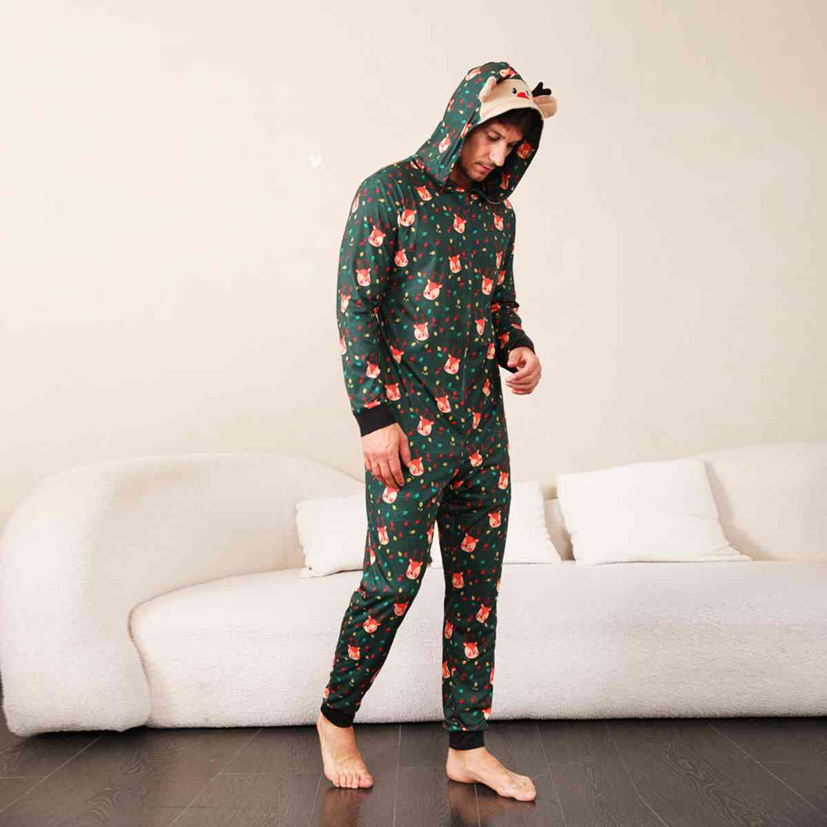 MEN Printed Hooded Long Sleeve Jumpsuit - T -