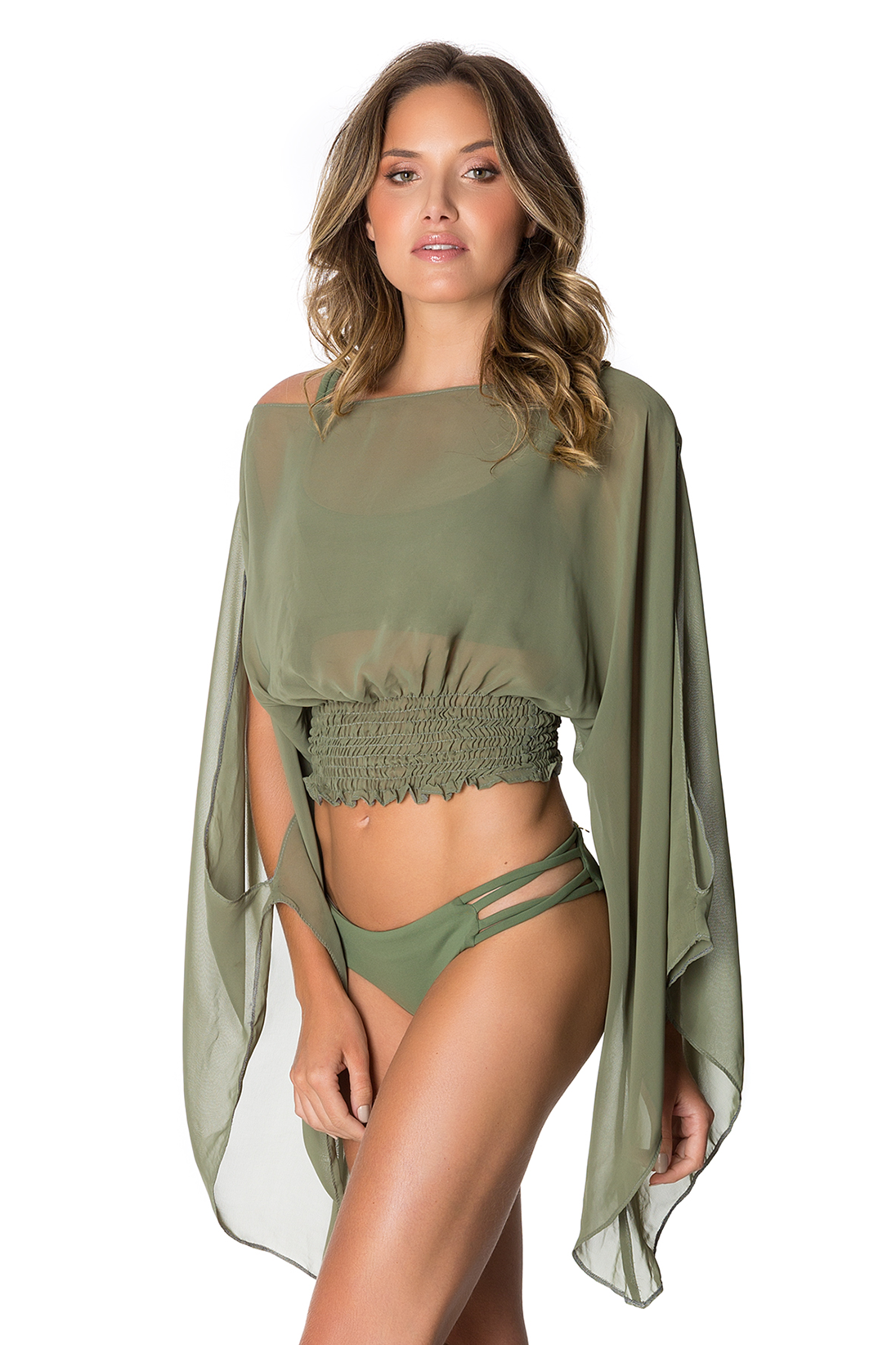 Lybethras - Voyage Top in Olive Green - 2 COMBO  SIZES - 1 COLOR -