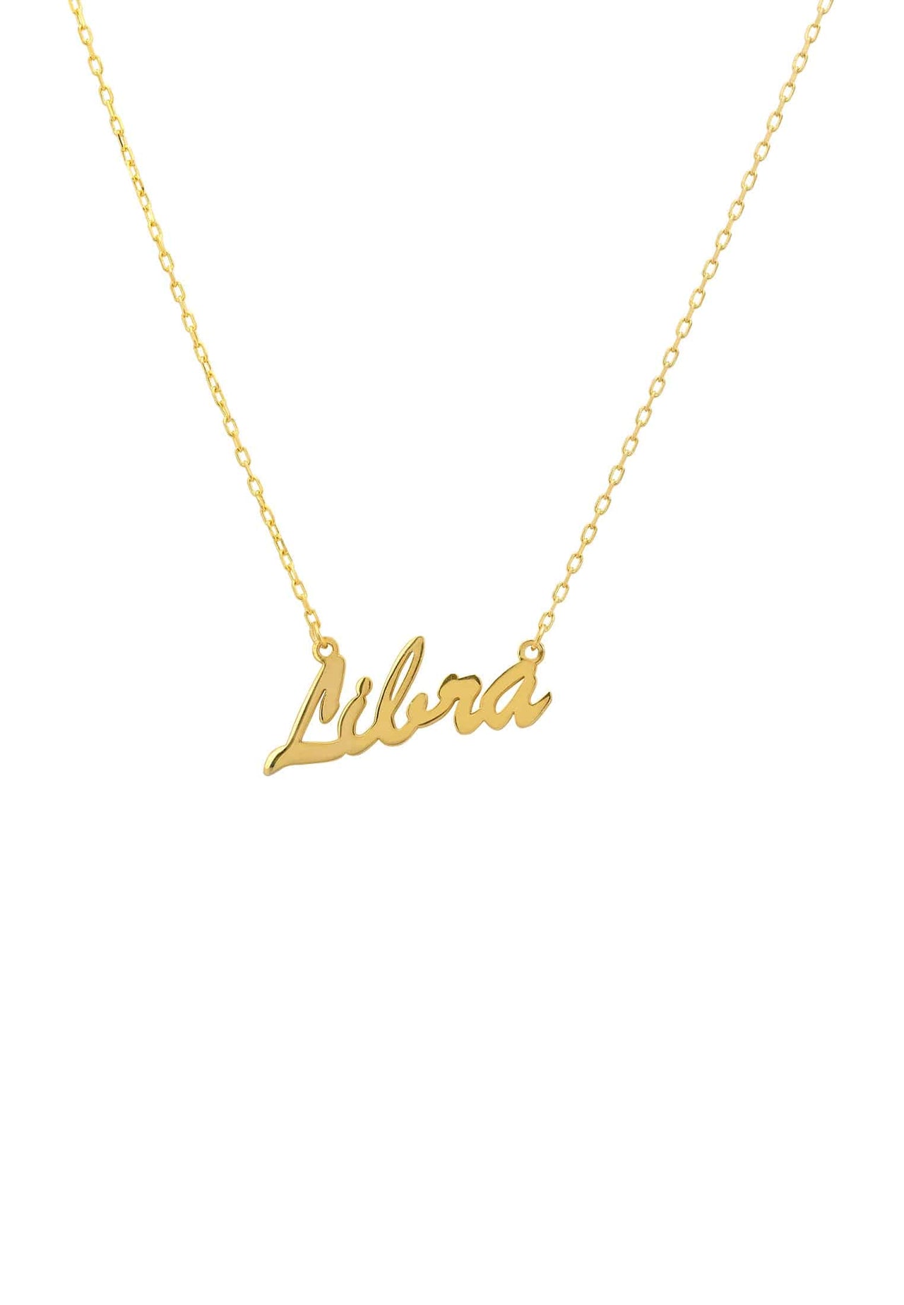 Zodiac Star Sign Name Necklace Gold Libra -