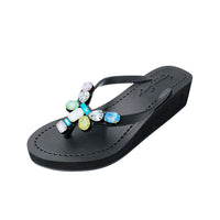 Thumbnail for SAND BY SAYA N.Y. - Dumbo - Rhinestone Mid Wedge Flip Flops - 2 COLORS -