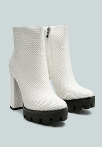 Thumbnail for London Rag - Moleski Textured Block Heeled Boots - 2 COLORS -