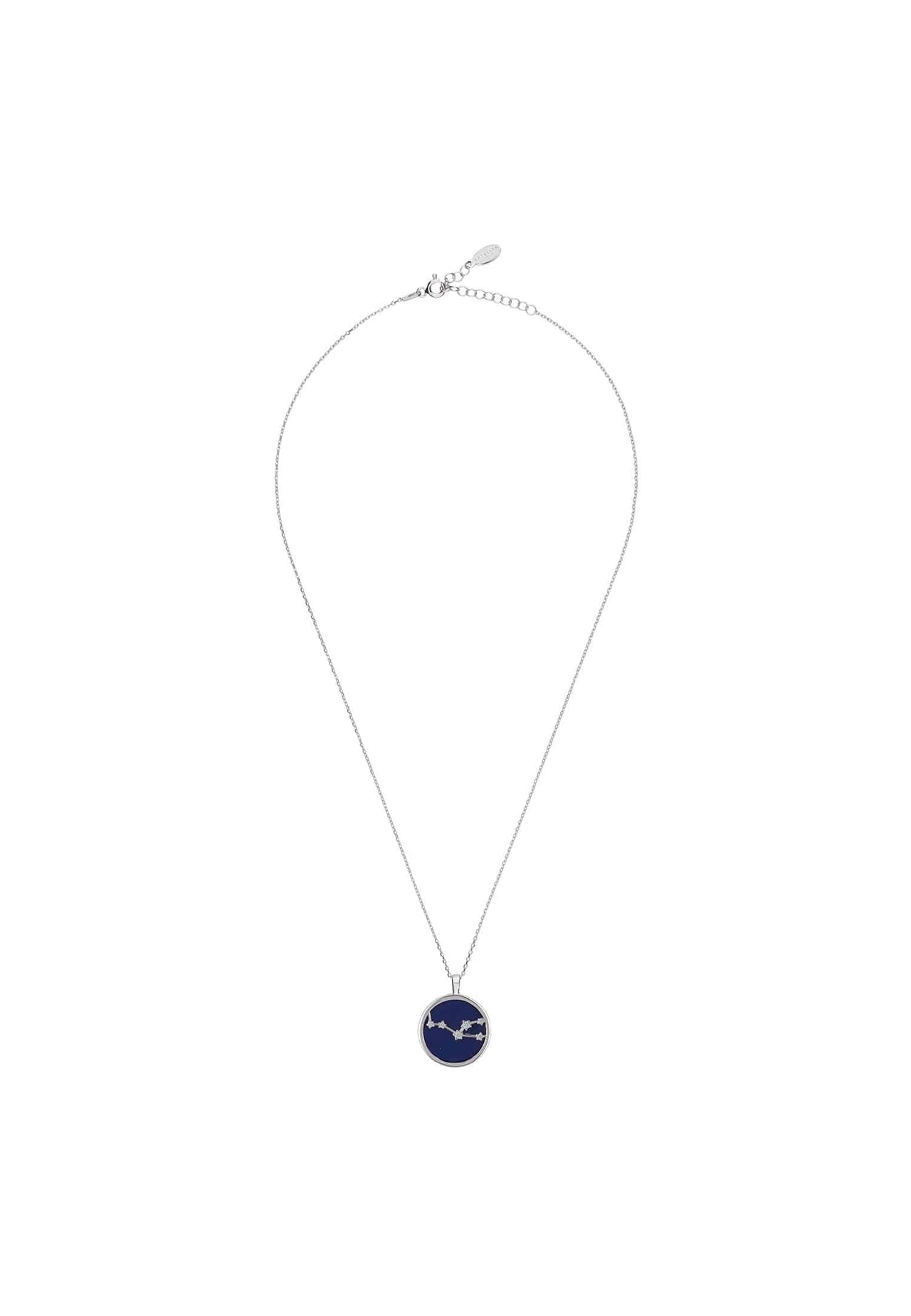 Zodiac Lapis Lazuli Gemstone Star Constellation Pendant Necklace Silver Taurus -