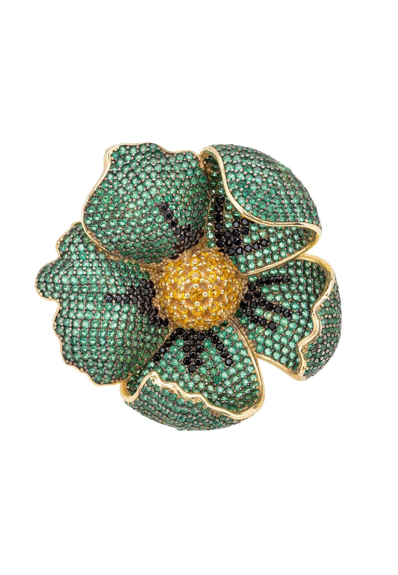 LATELITA - Poppy Flower Green Ring Gold -