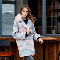 Thumbnail for Luxury & Me - Double Breasted Coat - Plaid - 1 COLOR -