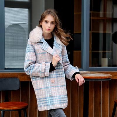 Luxury & Me - Double Breasted Coat - Plaid - 1 COLOR -