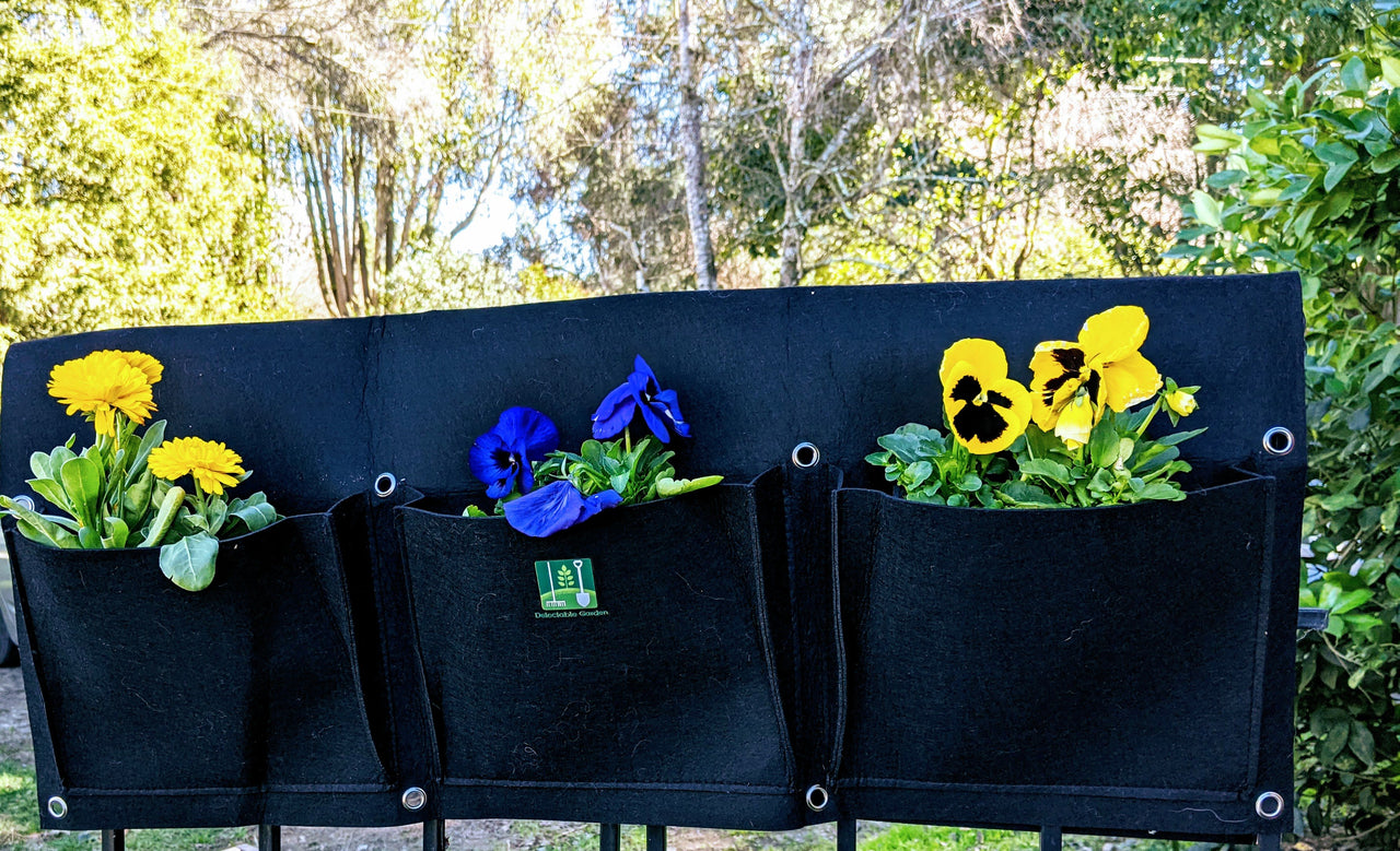 Delectable Garden Cloth 6 Pocket Saddlebag Hanging Vertical Garden Fence Bag Planter  Hangs Down Both Sides of Your Fence -