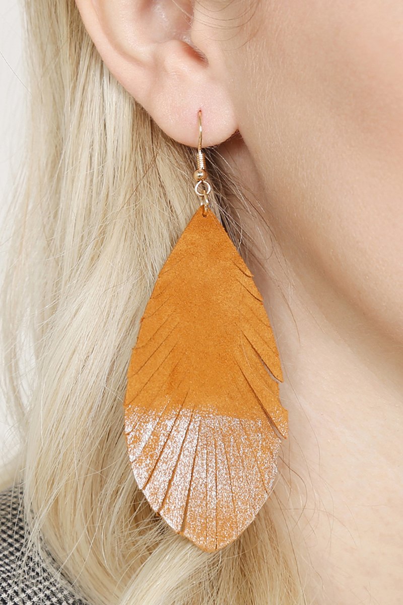 Grunge Tone Fringe Drop Leather Earrings - 12 COLORS -