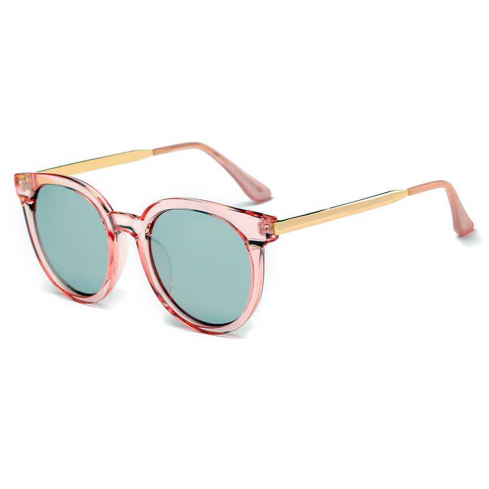 Findlay | CD07 - Women's Retro Mirrored Lens Horned Rim Round Sunglasses - 5 COLORS -