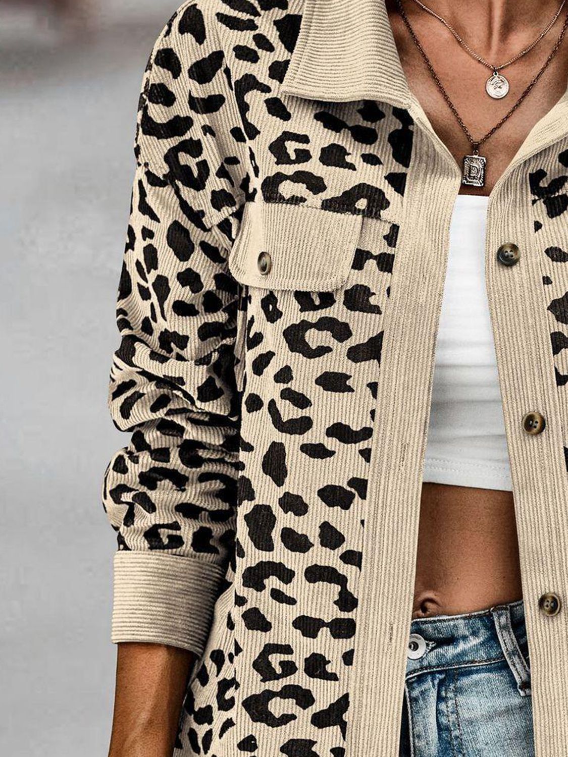 Full Size Leopard Buttoned Jacket - T - 5 COLORS -