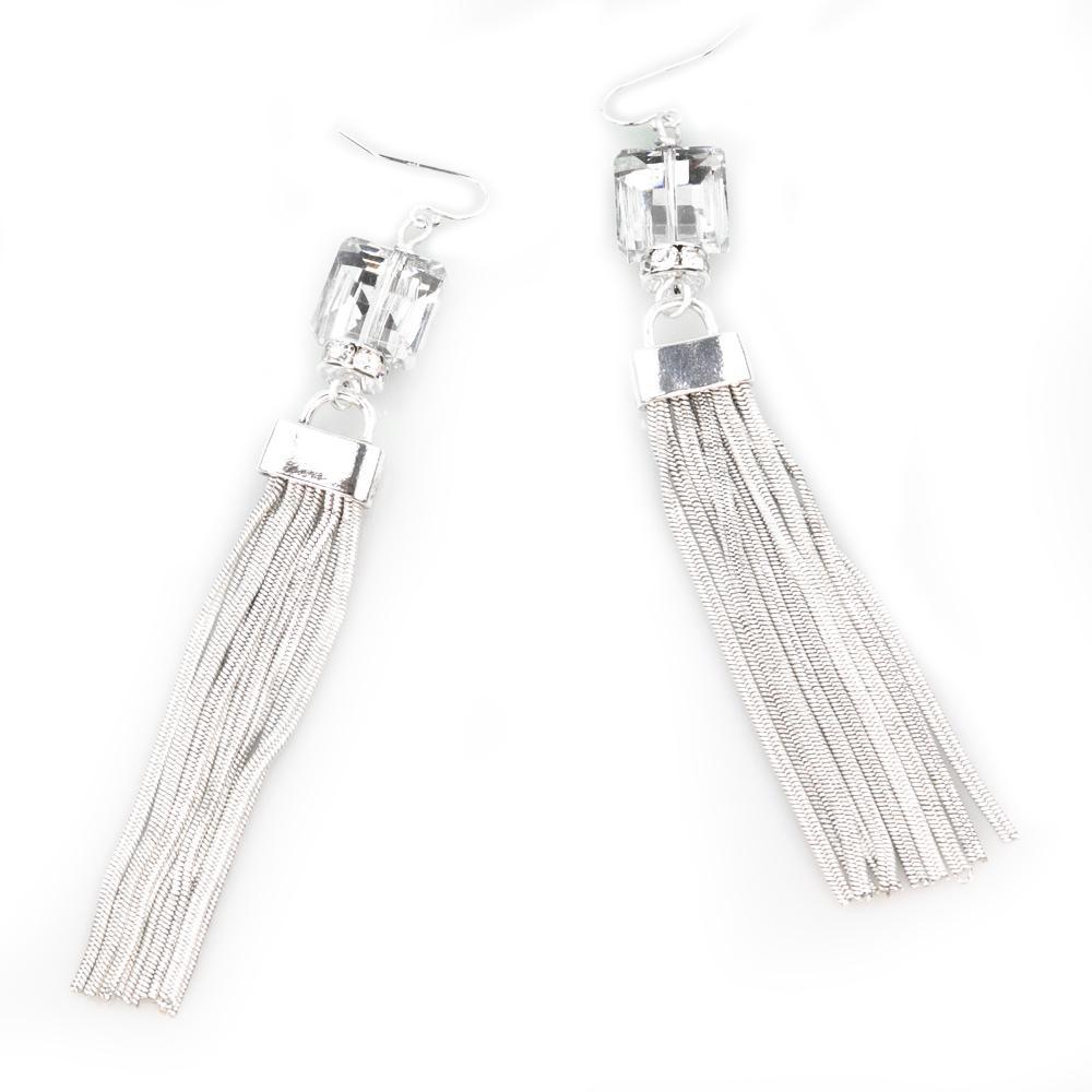 Christy Jean - Audrey Silver Tassel Earrings -