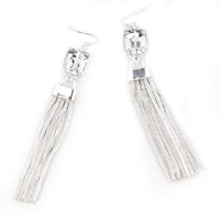 Thumbnail for Christy Jean - Audrey Silver Tassel Earrings -