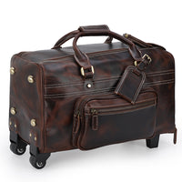 Thumbnail for Leather Trolley Bag - Wheeled Leather Duffle Bag - [5-8 DAY DELIVERY]  - 1 COLOR -