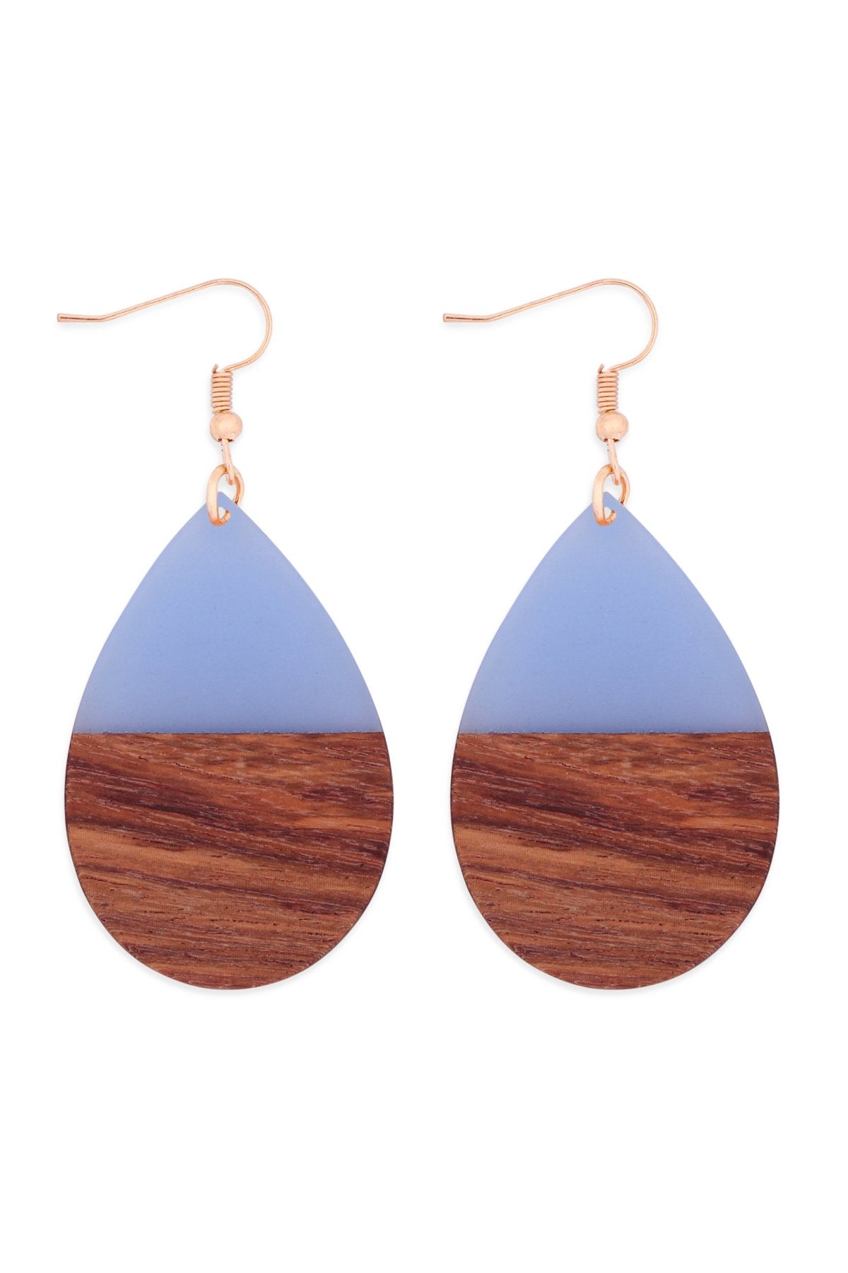 Riah Fashion - Homaica Wood Pearshape Drop Earrings - 4 COLORS -