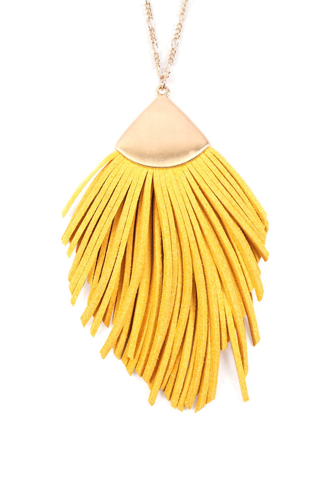 Feather Shape Pu Leather Tassel Necklace - 8 COLORS -