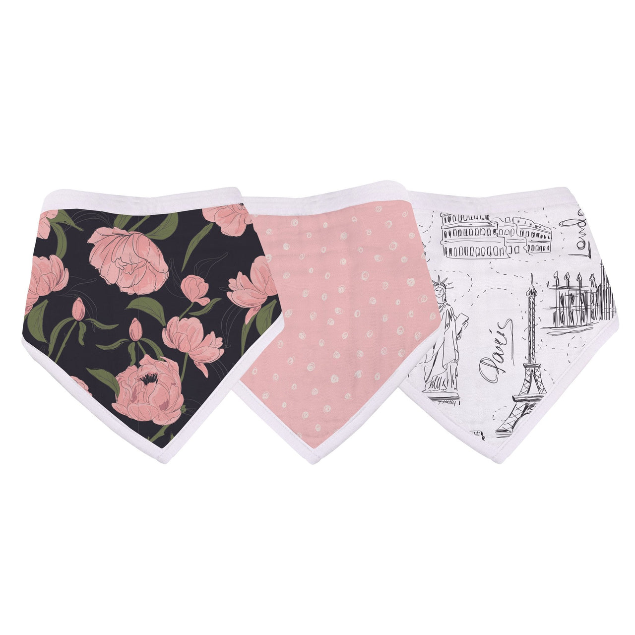 Newcastle - London, Paris, New York Bandana Bibs 3pk -