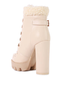 Thumbnail for London Rag - Pines Faux Fur Collared Platform Ankle Boots - 2 COLORS -