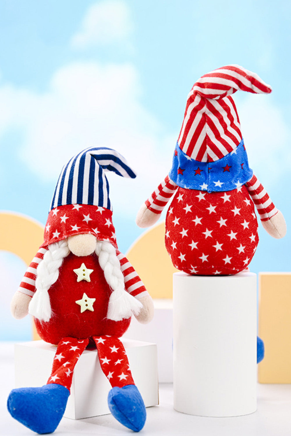 Set of 2 Independence Day Pointed Hat Decor Gnomes - 10" - 2 PCS - 2 TYPES / SET - [5-10 DAY DELIVERY] - T -