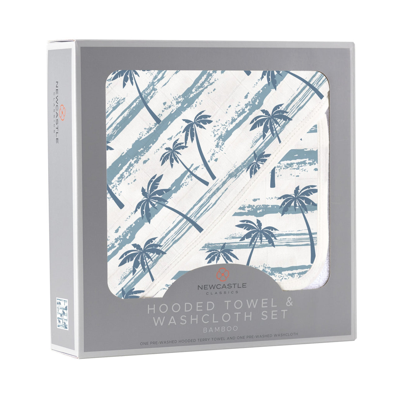 Newcastle - Ocean Palm Trees Bamboo Hooded Towel and Washcloth Set -