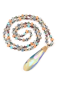 Thumbnail for Riah Fashion - Teardrop Glass Rondelle Bead Necklace - 5 COLORS