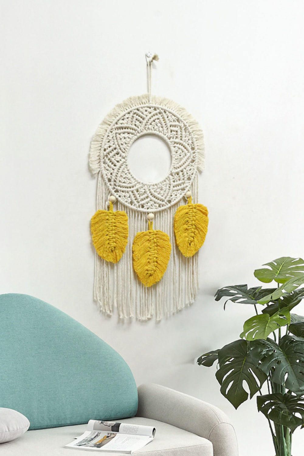 Hand-Woven Fringe Macrame Wall Hanging - 23.6" X 11.8" - T - 2 COLORS -