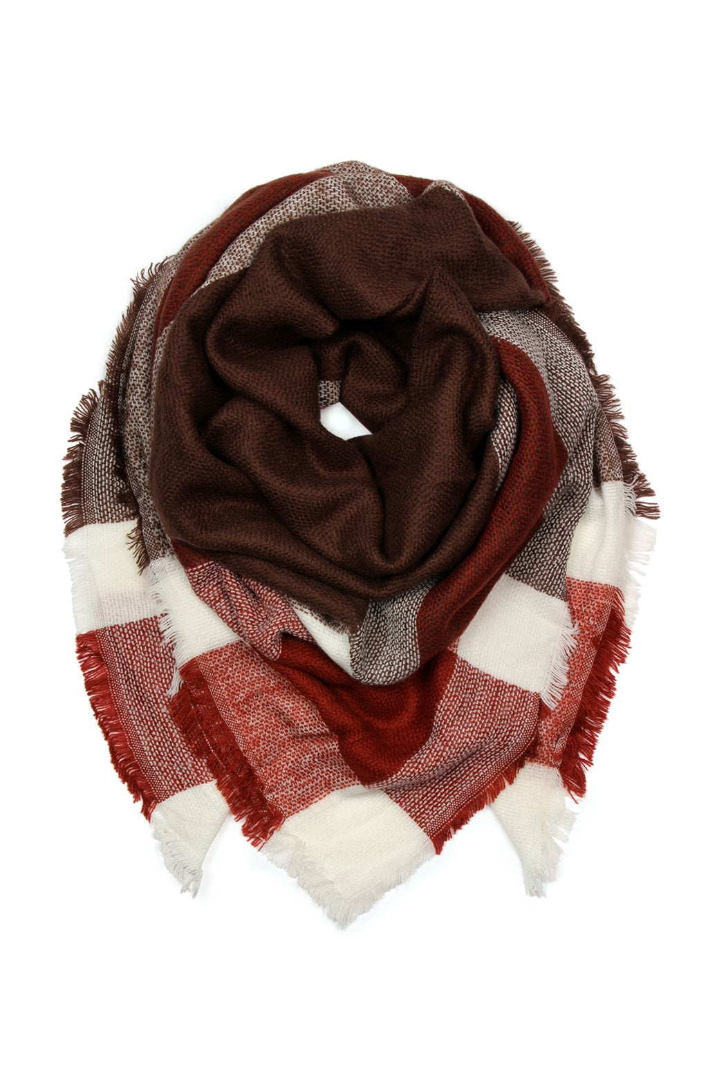 Riah Fashion - Colorblock Blanket Scarf -