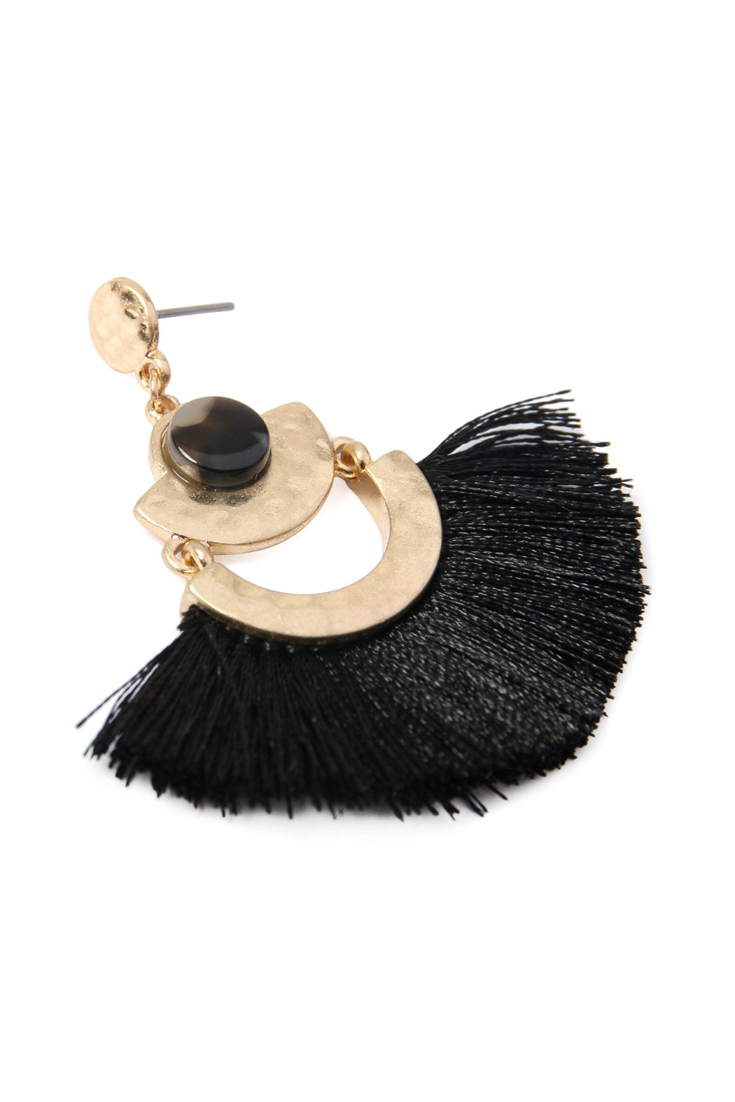 Dangling Tassel Fan Drop Earrings - 6 COLORS -