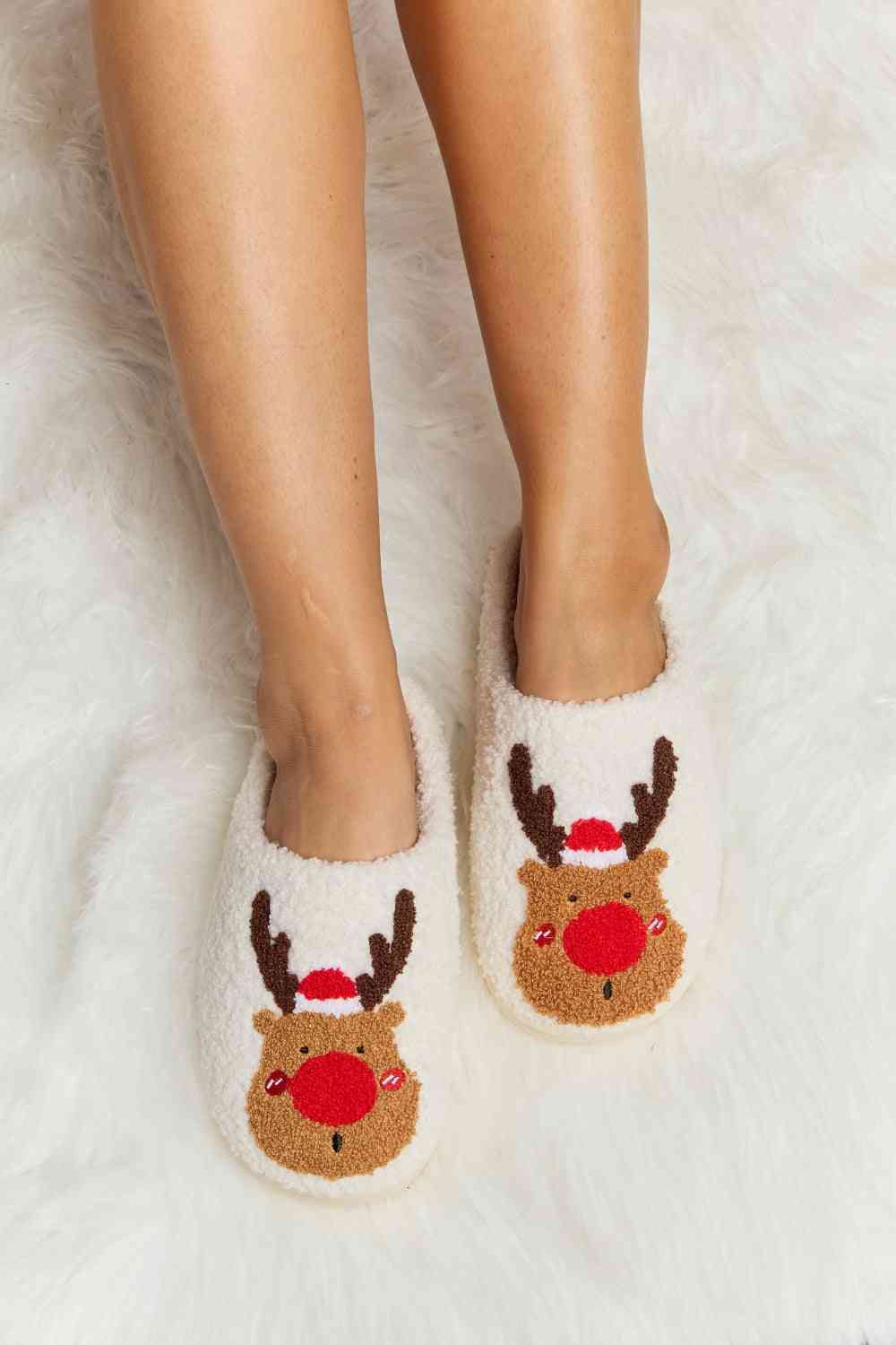 Melody Rudolph Print Plush Slide Slippers - T - 2 COLORS -