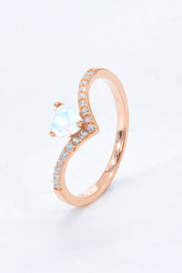 Thumbnail for Moonstone Heart-Shaped Ring - T - SIZES 6 THRU 9 - 2 FINISHES -