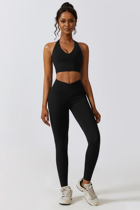 Crisscross Sports Bra and Leggings Set - 2 PCS. - T - 4 COLORS -