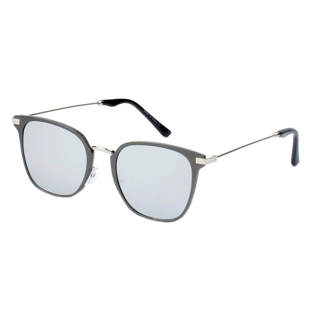 Cambridge | A22 - Pillowed Rectangle Flat Lens Horned Rim Sunglasses - 5 COLORS -