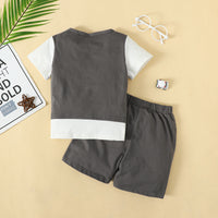 Thumbnail for Round Neck Short Sleeve Top and Shorts Set - 2 PCS. - T - 1 COLOR -