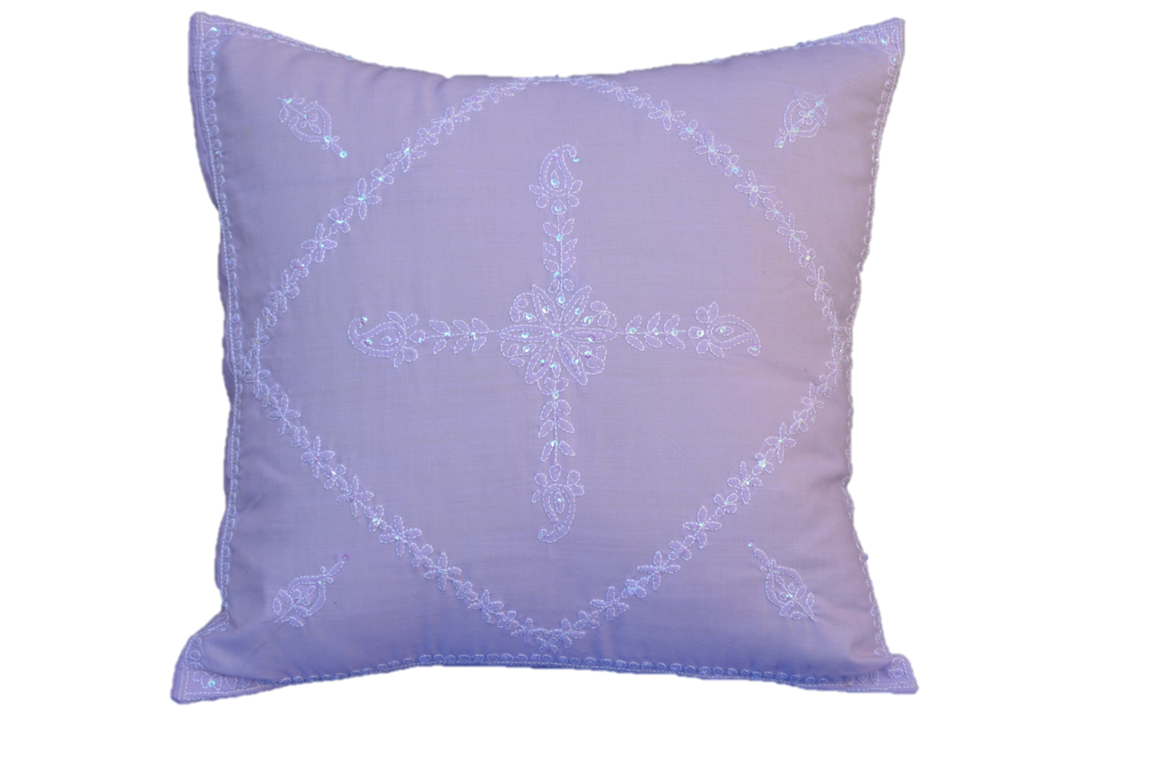 OMSutra - Hand Embroidered Sequins Decorative Lavender  Throw Pillow - 1 COLOR -