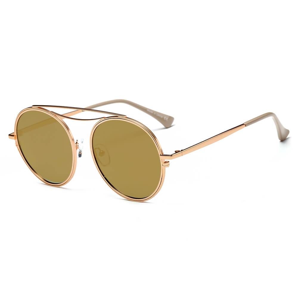 Fairfax | CA10 - Polarized Circle Round Brow-Bar Fashion Sunglasses - 6 COLORS -