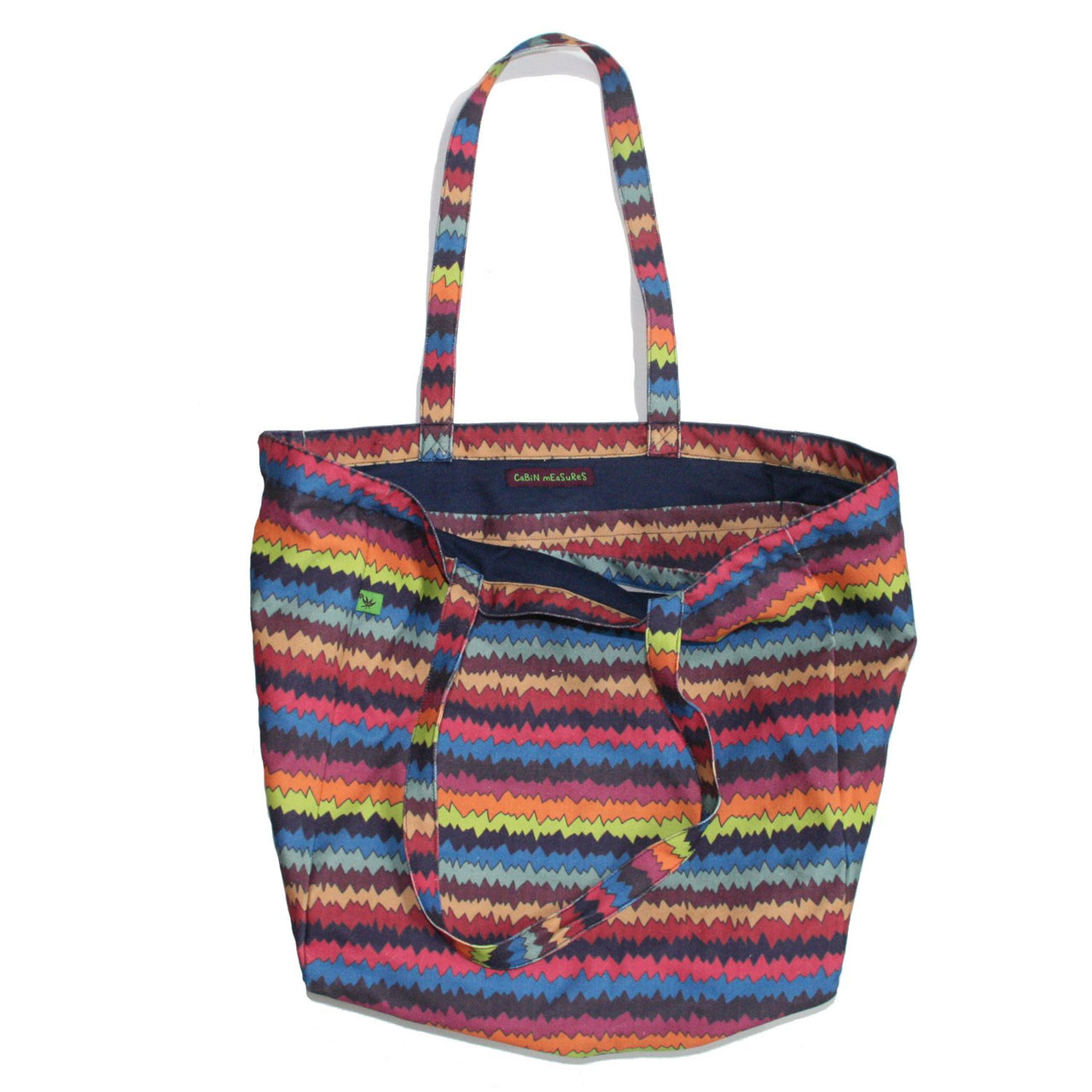 Cabin Measures - Zigzag Keep-'Em-Separated Cotton Canvas Tote Bag -