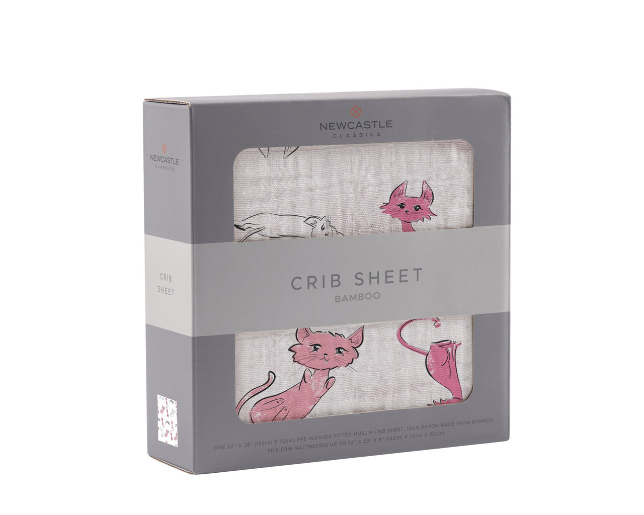 Newcastle - Playful Kitty Bamboo Muslin Crib Sheet -