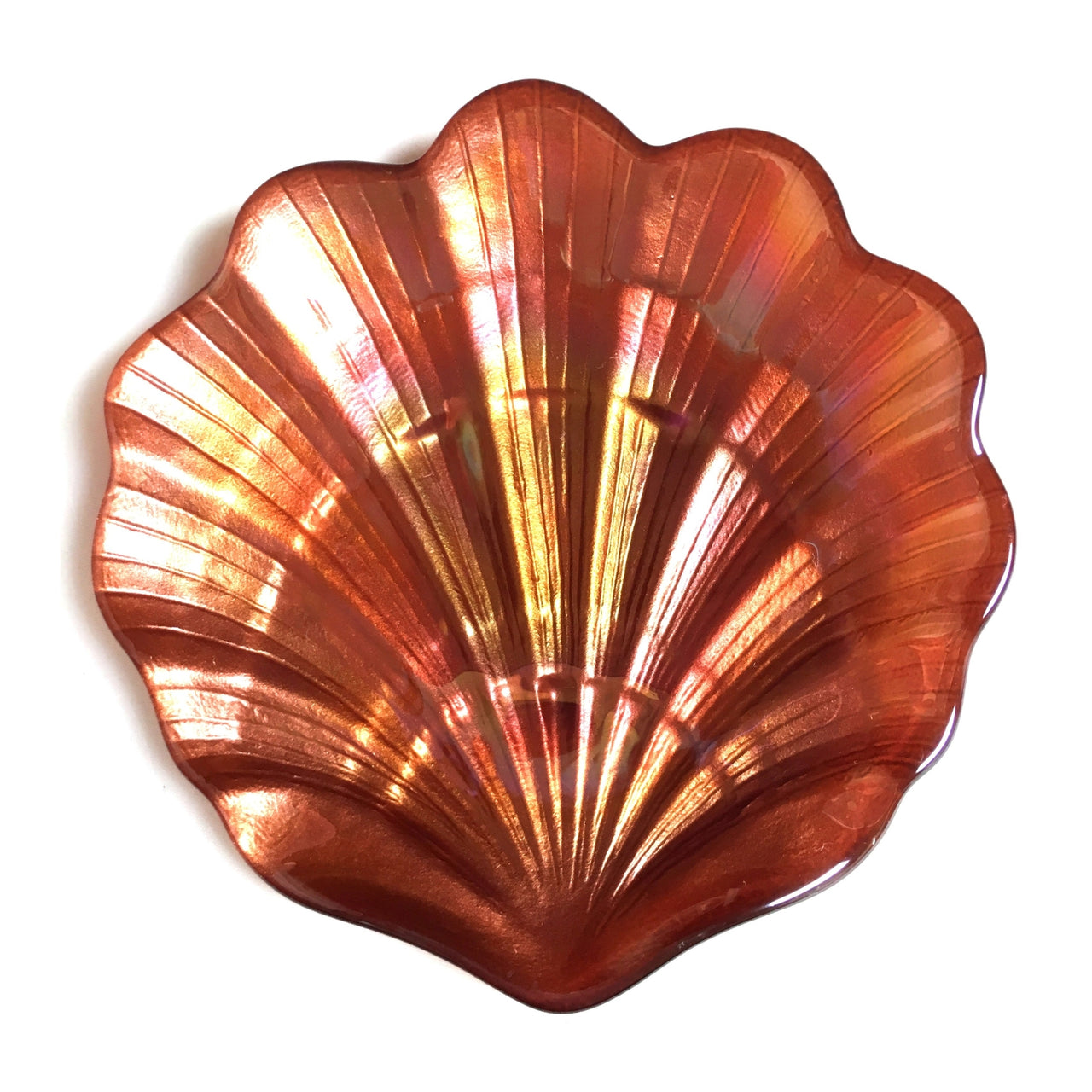 Set/4 SCALLOP SHELL 5.25" IRIDESCENT COPPER PLATES