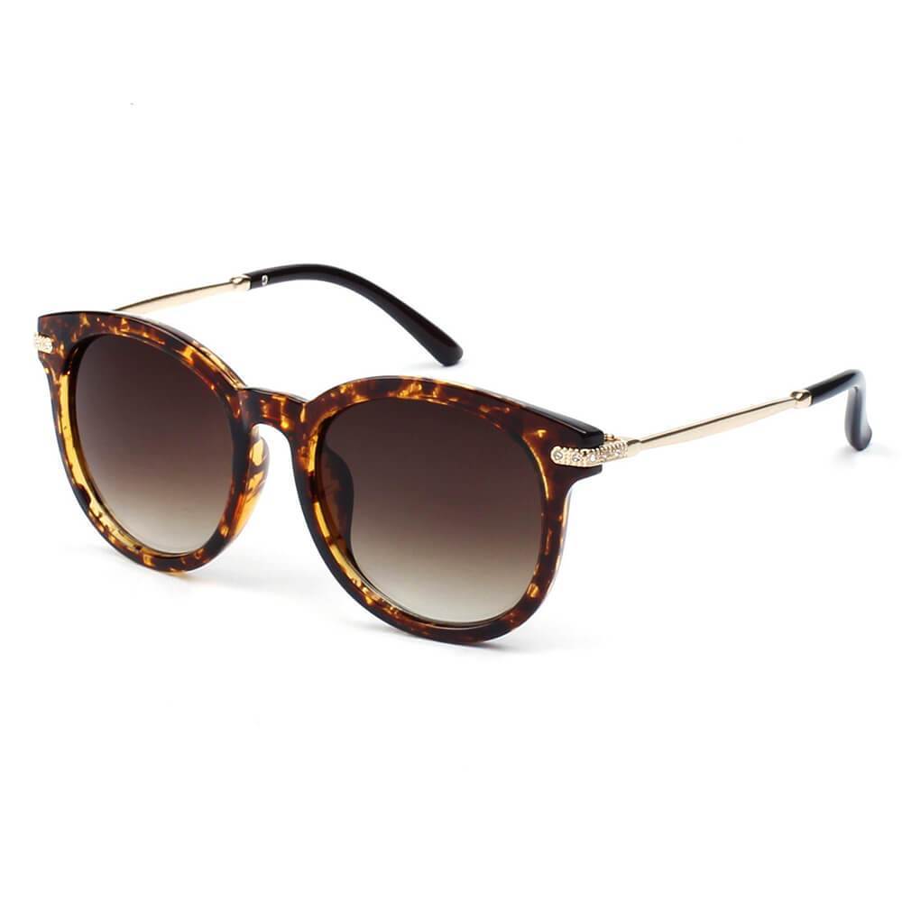 Brussels | 289 - Round P3 Horn Rimmed Sunglasses With Embossed Hinges - 5 COLORS -