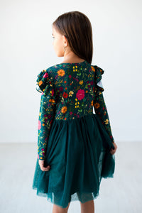 Thumbnail for Eclipse Kids - Long Sleeve Tulle Dress - Moody Flowers - SIZES 2T THRU 11/12 -