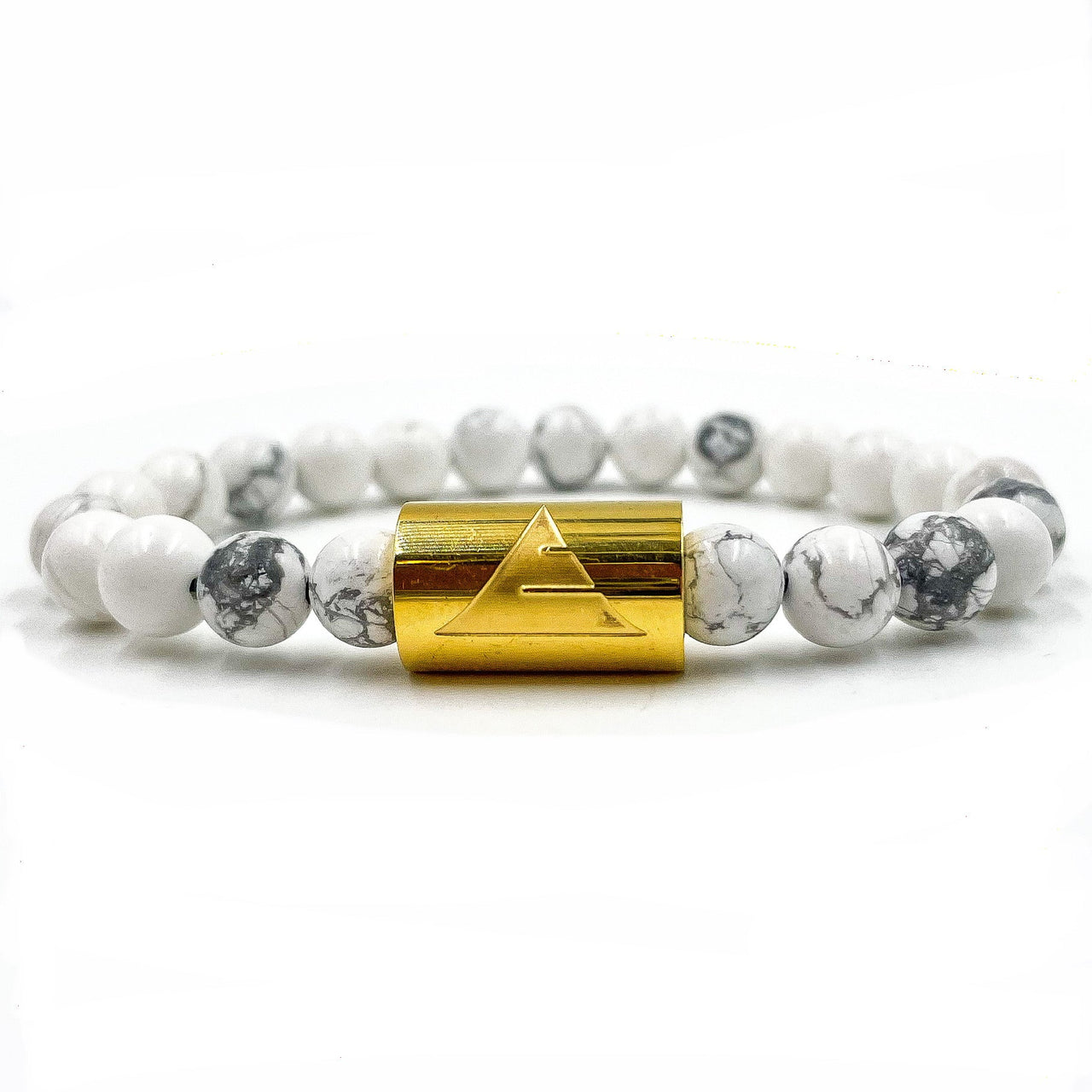 Rocky - White Howlite & Gold Gemstone Beaded Bracelet -