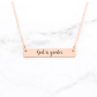 Thumbnail for God Is Greater Necklace - Sterling Silver Bar Necklace -