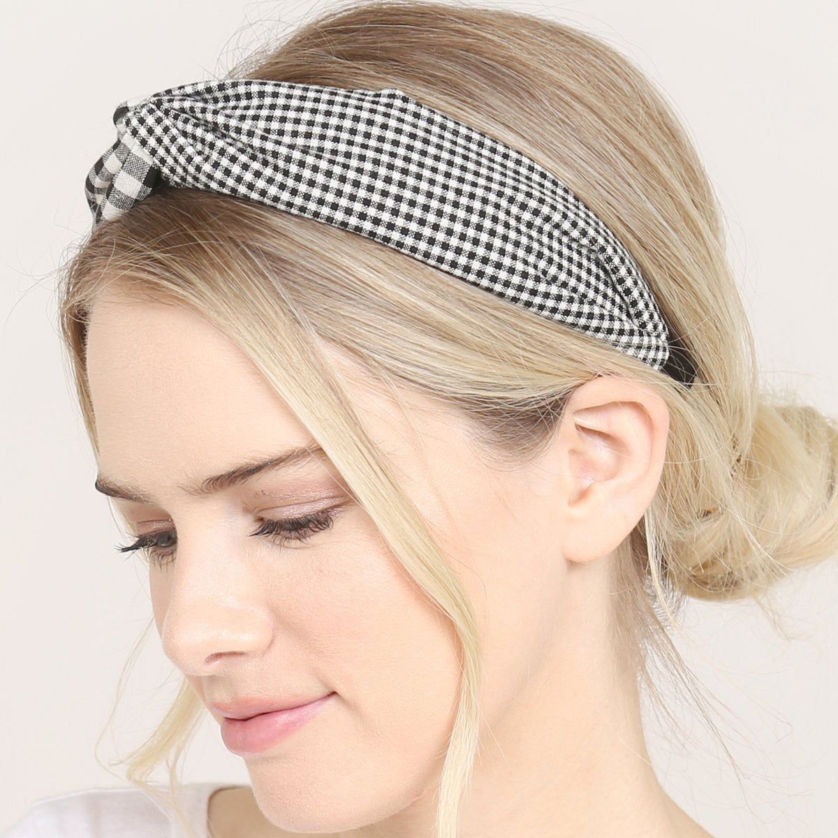 Riah Fashion - Plaid Knotted Fabric Coated Hair Band - 2 COLORS -