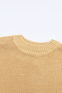 Thumbnail for Threaded Pear - Jayla Hollowed Bubble Sleeve Knit Sweater - 2 COLORS -