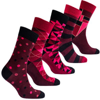 Thumbnail for Men's Burgundy Mix Set Socks - 5 PACK -